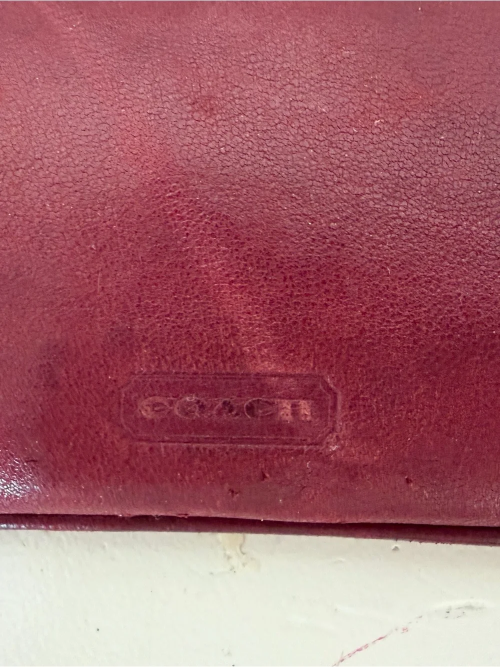 Coach Leather Wristlet - Dark Red